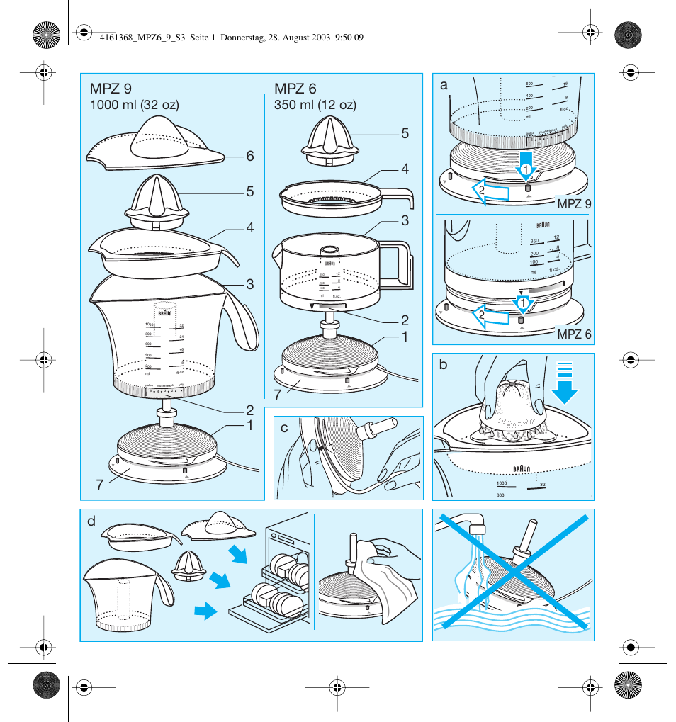 Mpz 6, Mpz 9, Ab c d | Mpz 6 mpz 9 | Braun Citromatic MPZ6 User Manual | Page 3 / 14