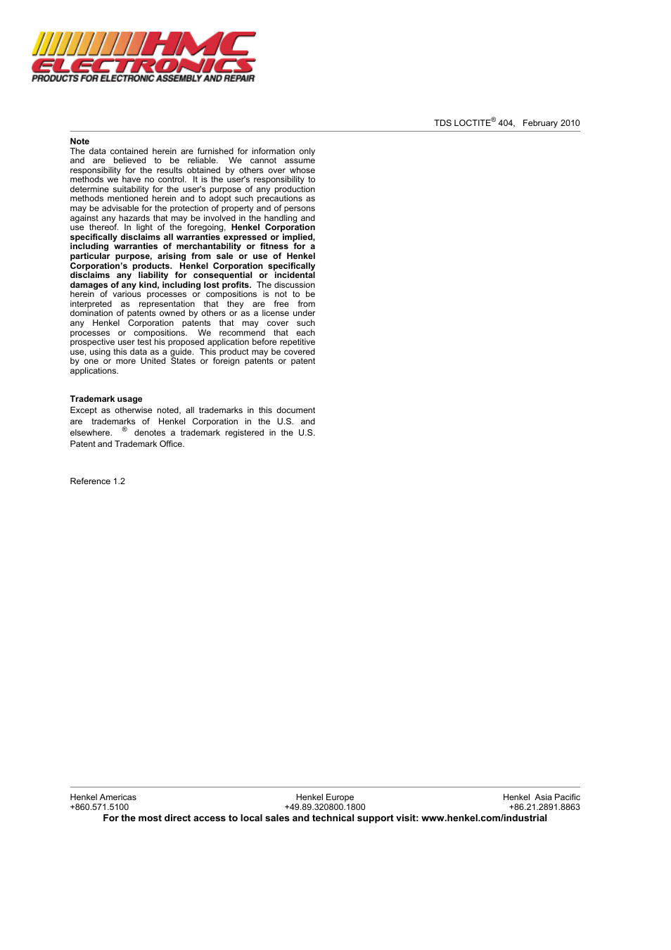 HMC Electronics 46551 Loctite 404 Quick Set Instant Adhesive User Manual | Page 3 / 3