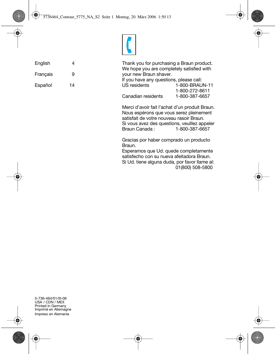 Braun 5775 User Manual | Page 2 / 18