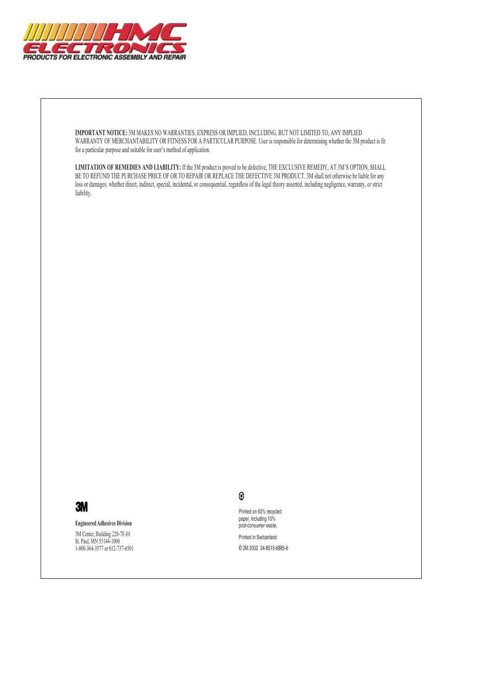 HMC Electronics EPX-NOZZLE 3M Scotch-Weld EPX Mixing Nozzle, 50-ml, for EPX Plus II Applicator User Manual | Page 2 / 2