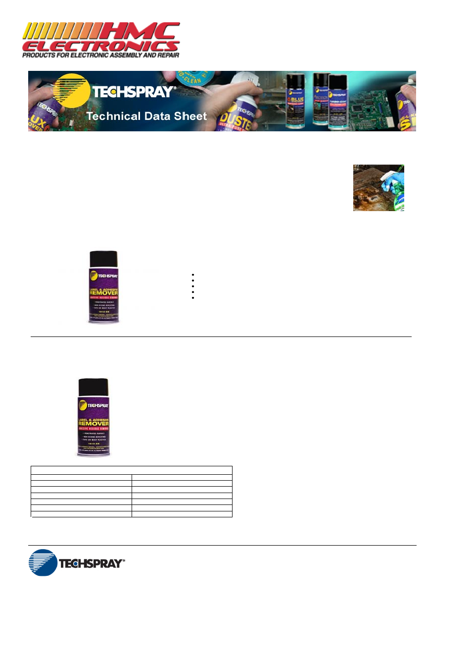 HMC Electronics 1613-6S Techspray 1613-6S Label and Adhesive Remover User Manual | 2 pages