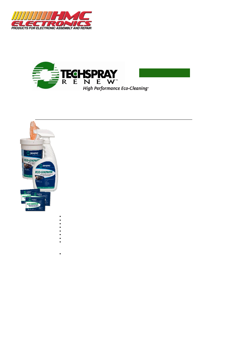 HMC Electronics 1500QT Techspray 1500-QT Eco-Shower Degreaser User Manual | 5 pages