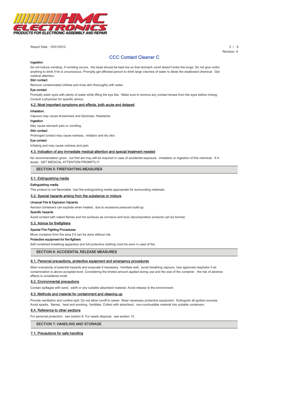 Ccc contact cleaner c | HMC Electronics MCC-CCC MicroCare Contact Cleaner C User Manual | Page 3 / 8