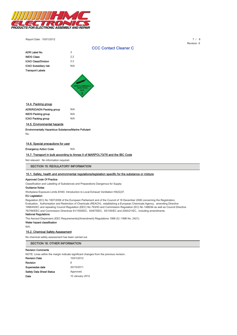 Ccc contact cleaner c | HMC Electronics MCC-CCC MicroCare Contact Cleaner C User Manual | Page 7 / 8