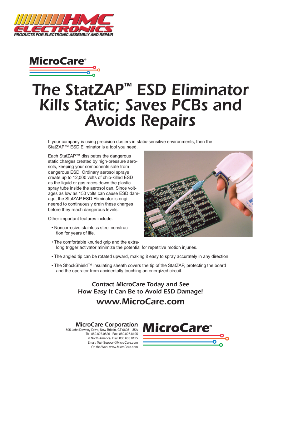 The statzap | HMC Electronics MCC-DST14A Microcare Precision Duster, Big Blast Canned Air User Manual | Page 2 / 2