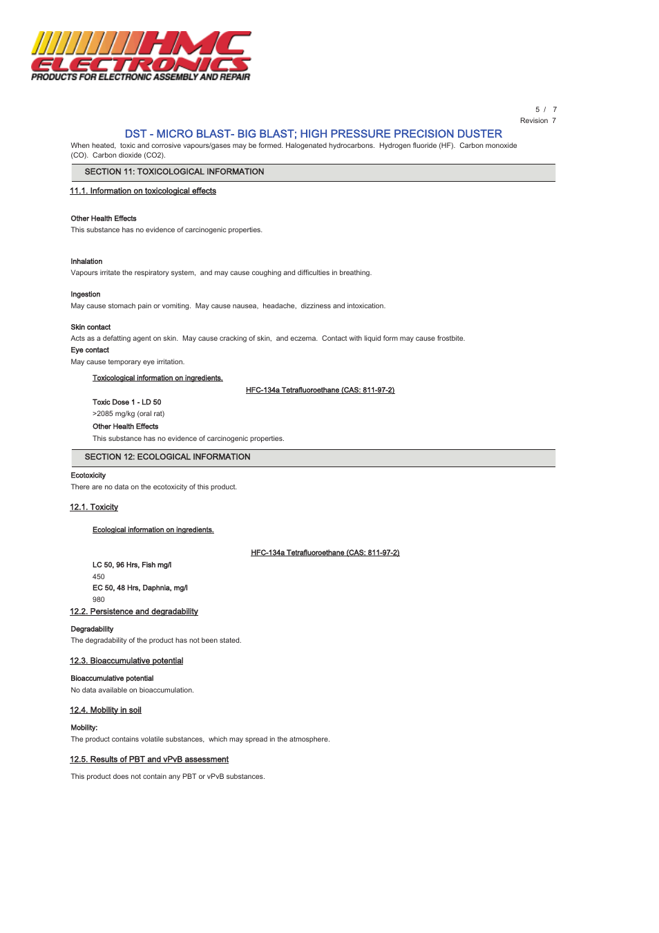 HMC Electronics MCC-DST MicroCare Dust Remover, MicroBlast User Manual | Page 5 / 7