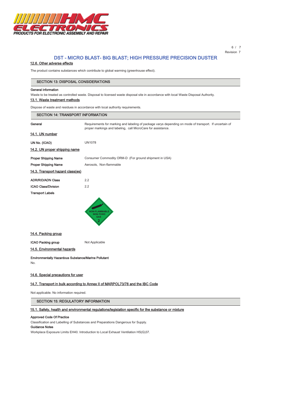 HMC Electronics MCC-DST MicroCare Dust Remover, MicroBlast User Manual | Page 6 / 7
