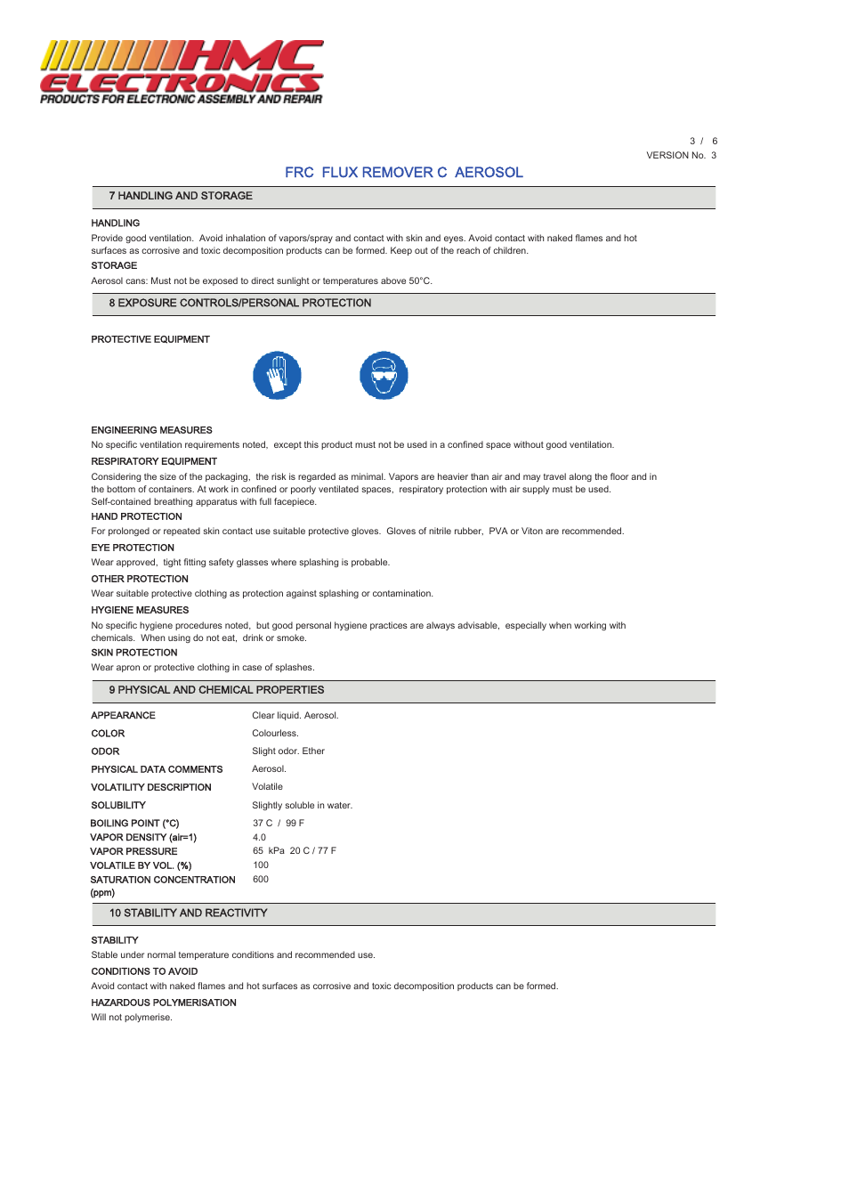 Frc flux remover c aerosol | HMC Electronics MCC-FRC MicroCare Flux Remover C User Manual | Page 3 / 6