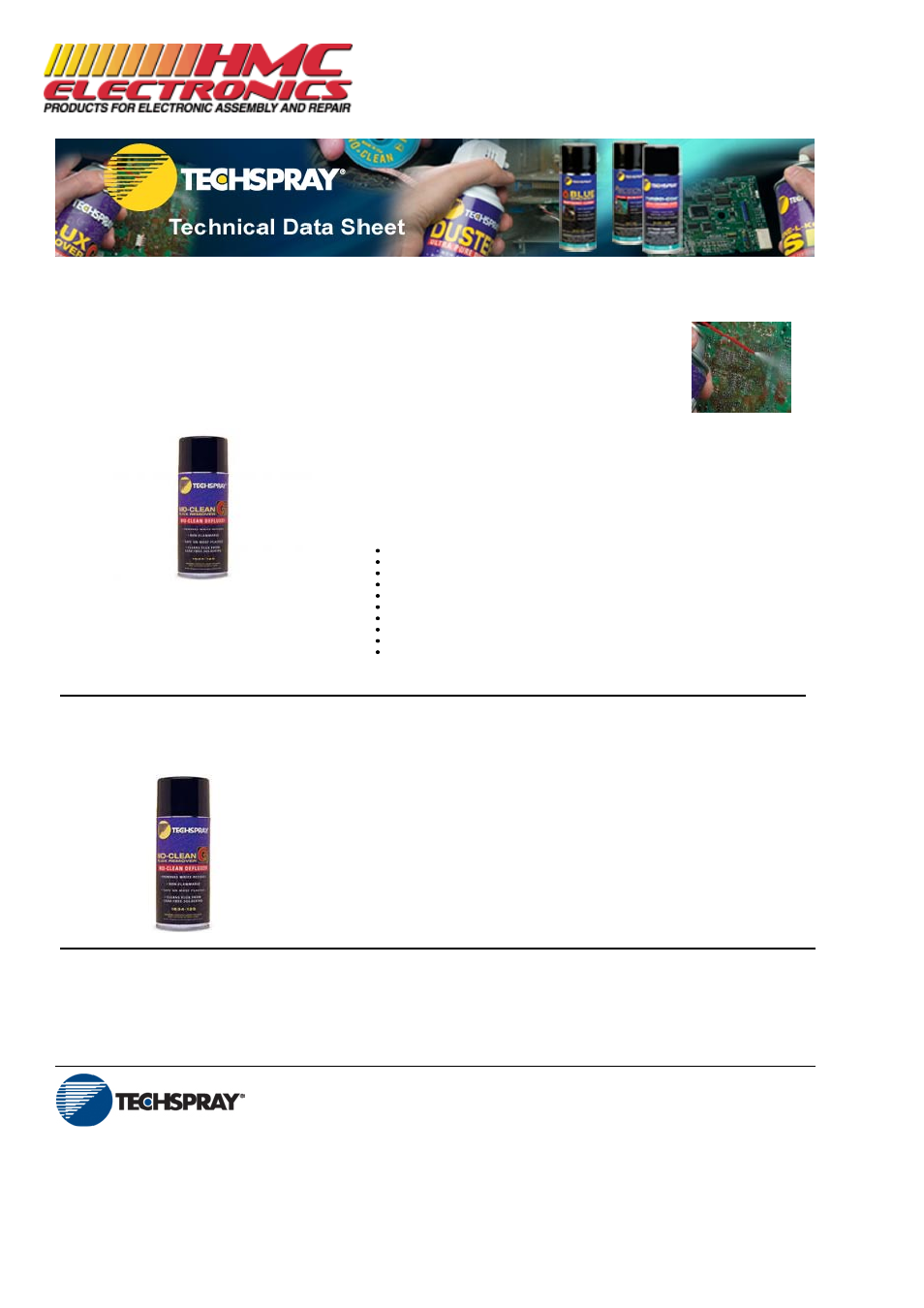 HMC Electronics 1634-12S Techspray Flux Remover, G3 No-Clean User Manual | 2 pages