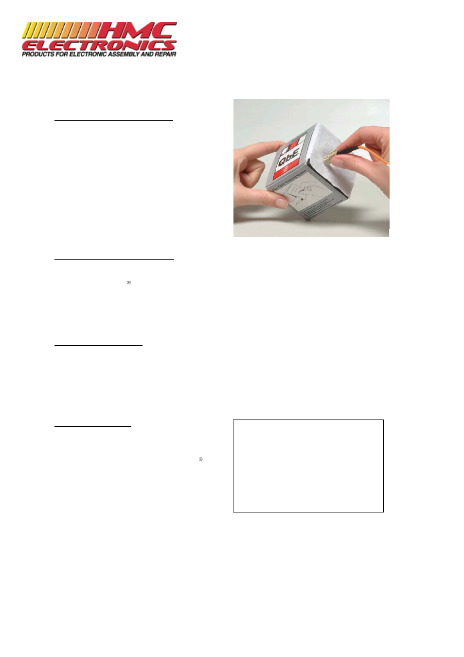 HMC Electronics QBE Chemtronics Fiber Optic Wipe Cleaning System User Manual | Page 2 / 2