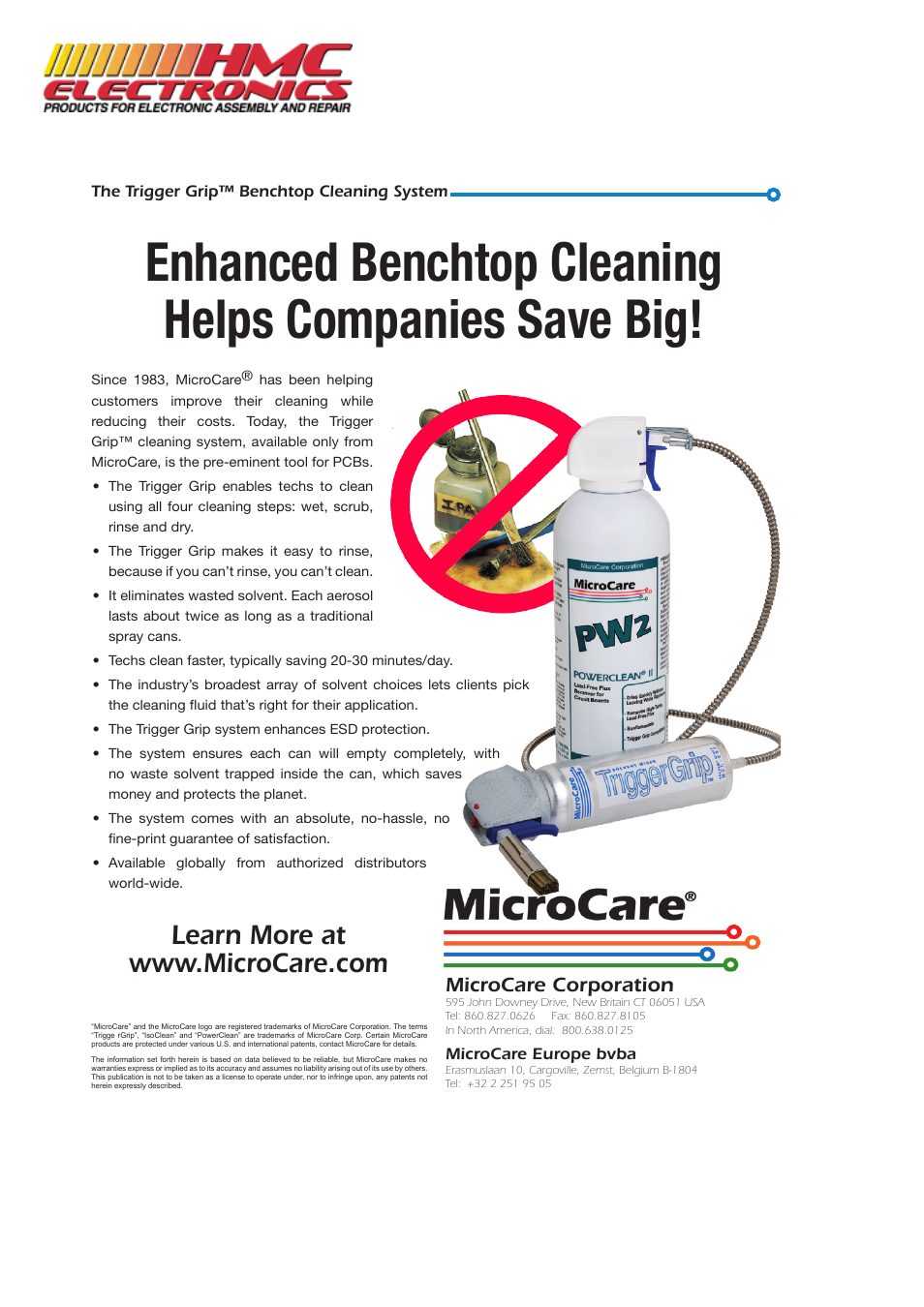 Microcare corporation | HMC Electronics MCC-MLCW MicroCare Alcohol Wipe, MultiClean User Manual | Page 2 / 2