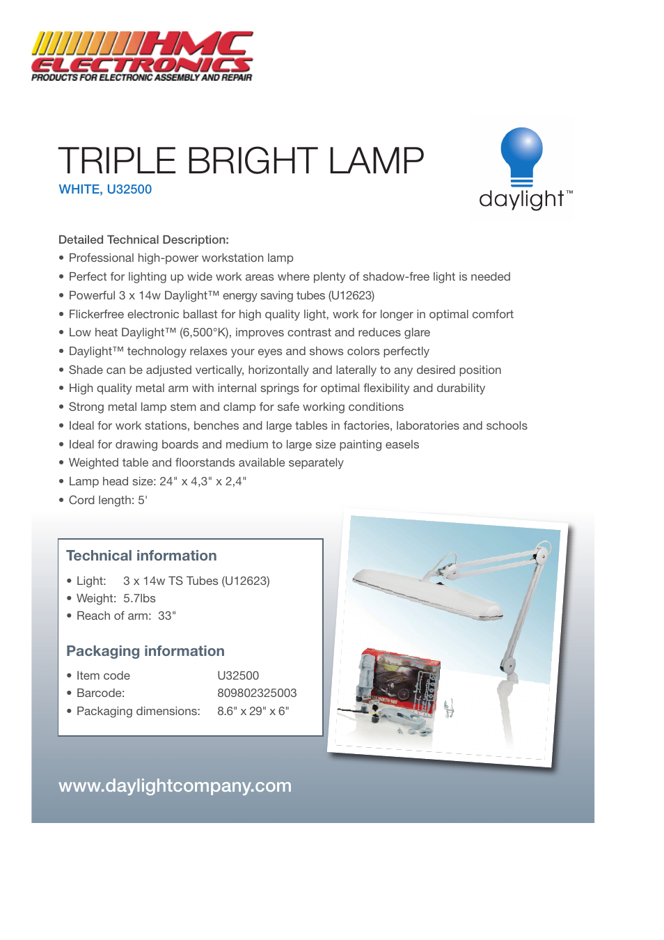 Triple bright lamp | HMC Electronics U32500 TRIPLE BRIGHT LAMP User Manual | Page 2 / 2