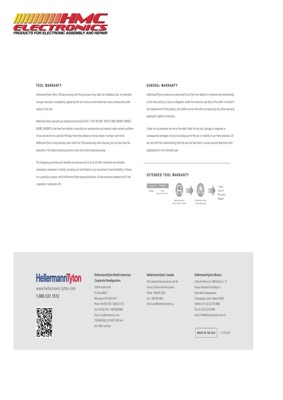 HMC Electronics EVO7 Cable Tie Gun, Adjustable Tension User Manual | Page 12 / 12