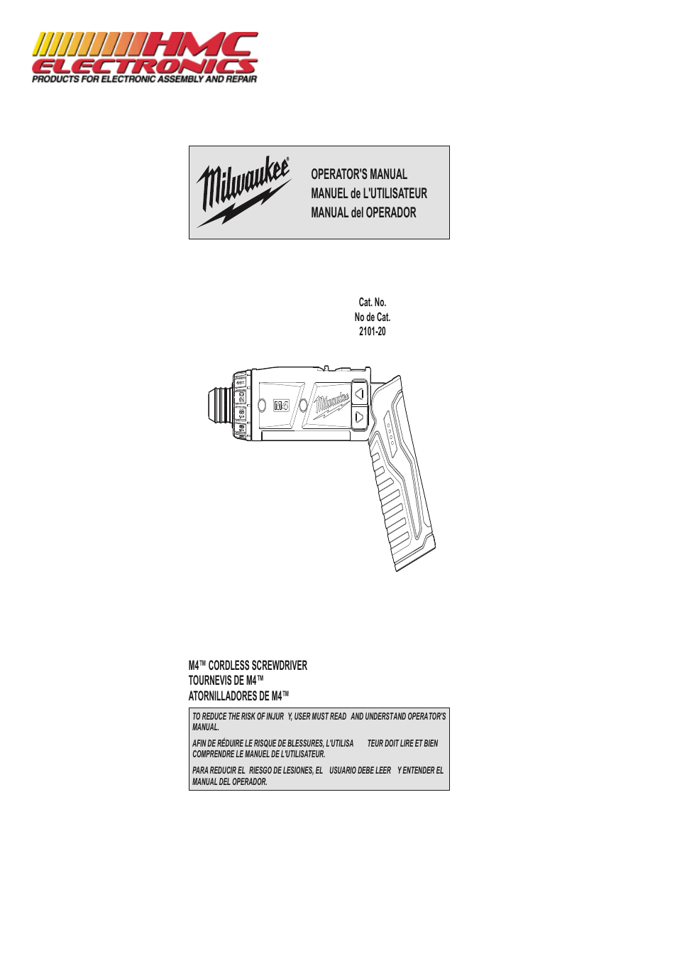 HMC Electronics 2101-21 Milwaukee Cordless Screwdriver Kit, M4 User Manual | 11 pages