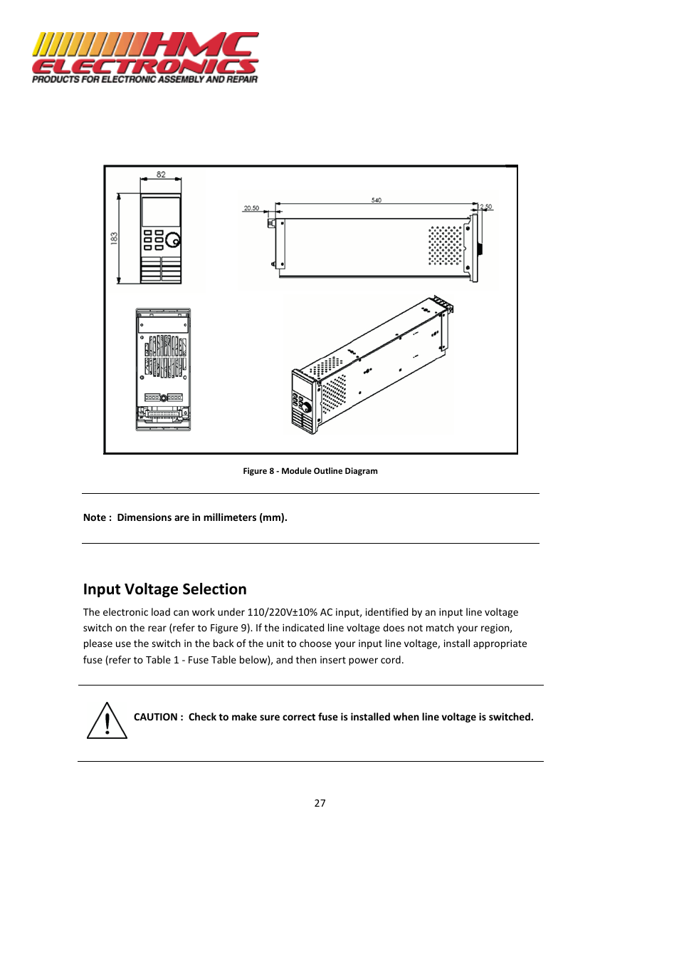 Input voltage selection | HMC Electronics MDL Series BK Precision DC Electronic Load System Module User Manual | Page 27 / 80