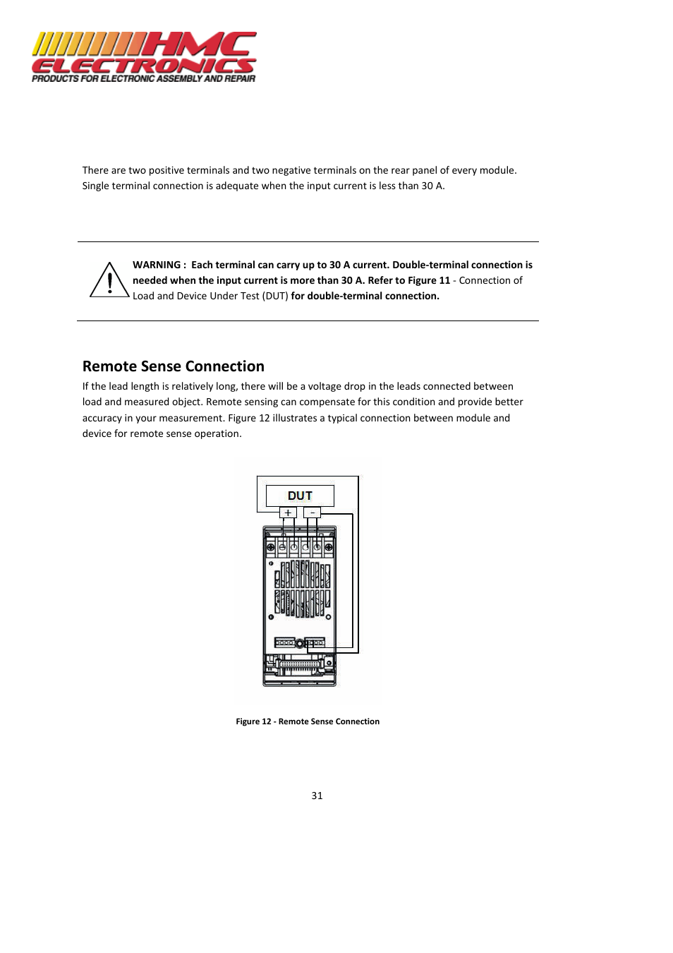 Remote sense connection | HMC Electronics MDL Series BK Precision DC Electronic Load System Module User Manual | Page 31 / 80