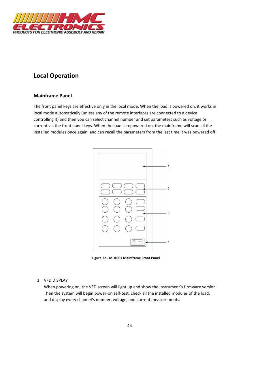 Local operation | HMC Electronics MDL Series BK Precision DC Electronic Load System Module User Manual | Page 44 / 80