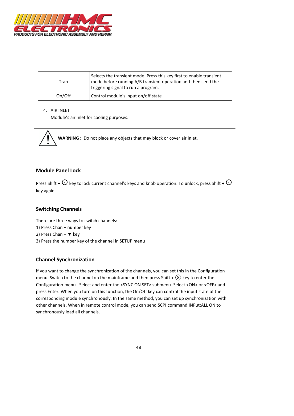 HMC Electronics MDL Series BK Precision DC Electronic Load System Module User Manual | Page 48 / 80