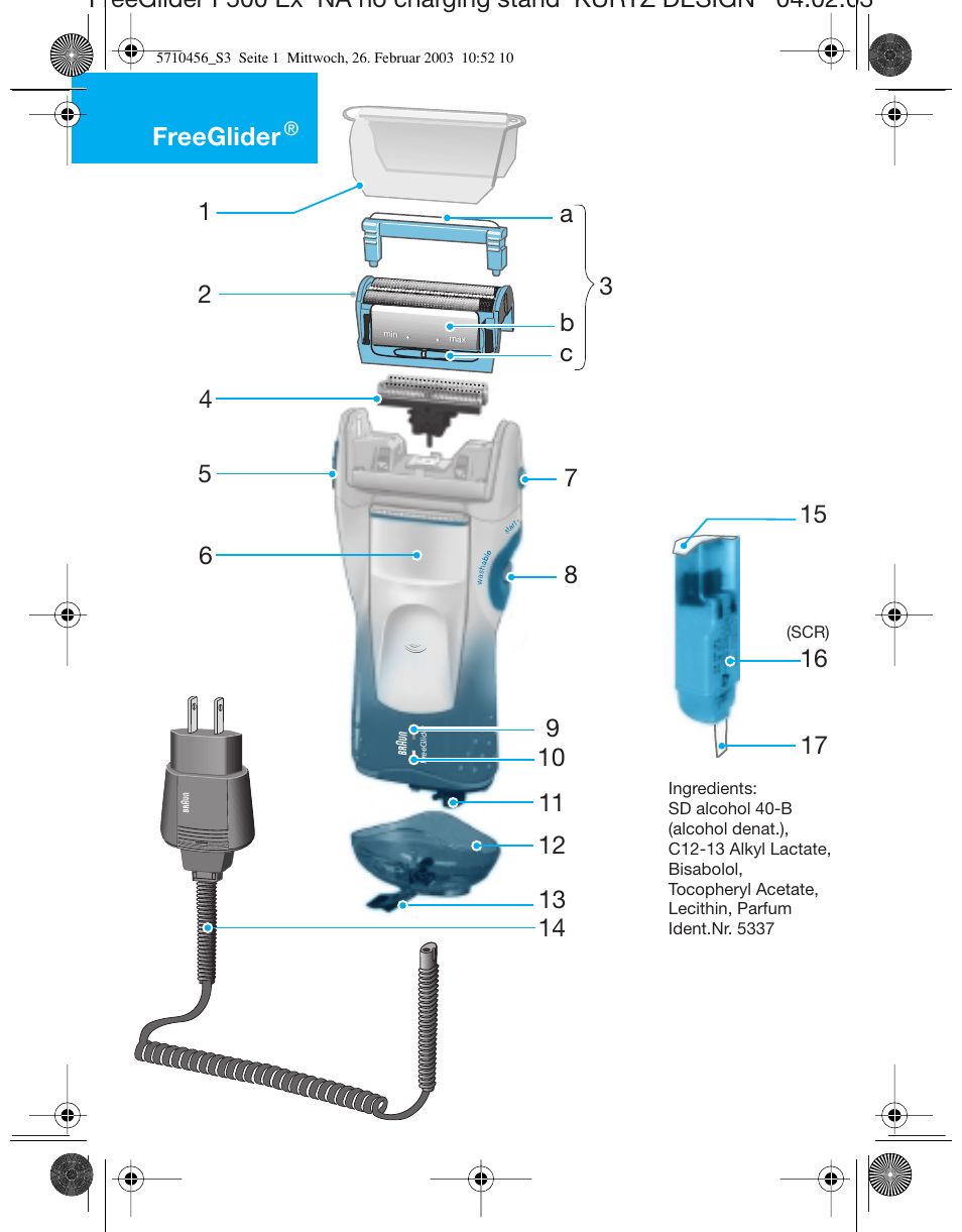 Freeglider, B c a | Braun 6680 User Manual | Page 3 / 34