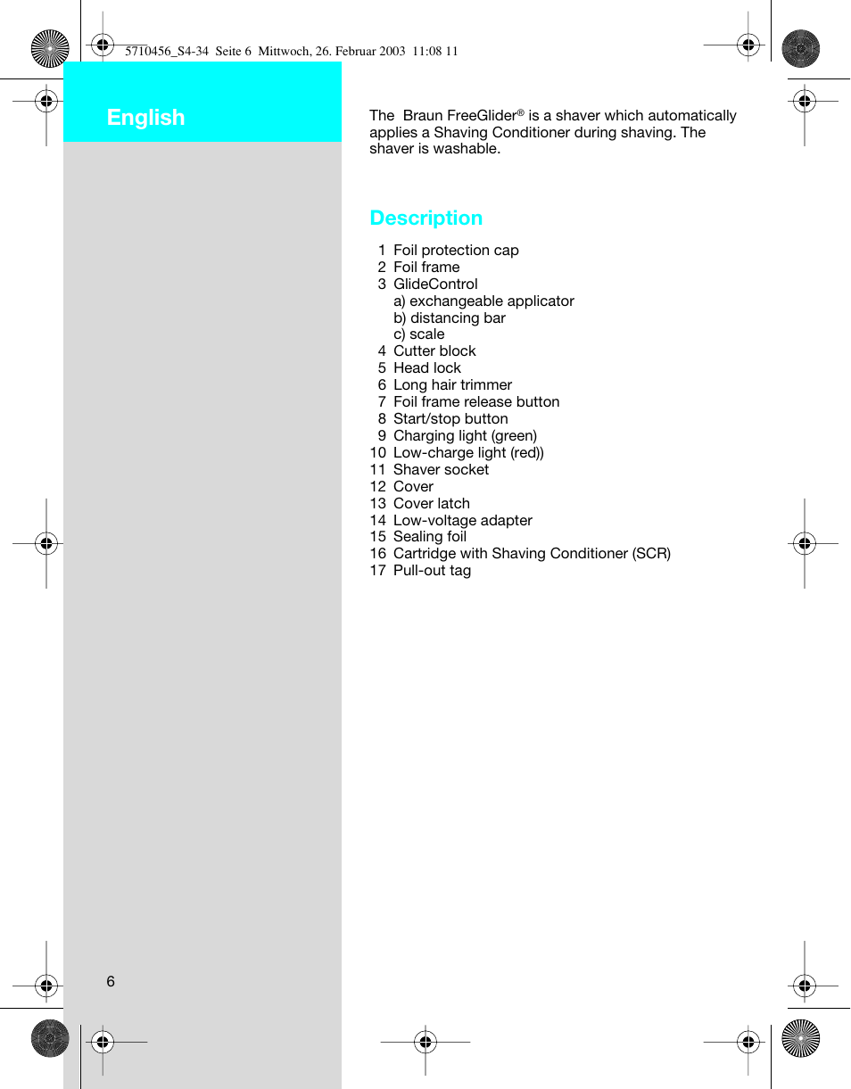 English, Description | Braun 6680 User Manual | Page 6 / 34