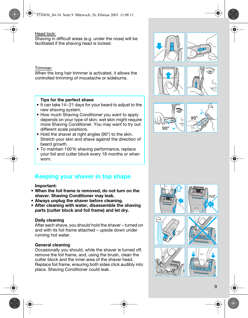 Keeping your shaver in top shape | Braun 6680 User Manual | Page 9 / 34