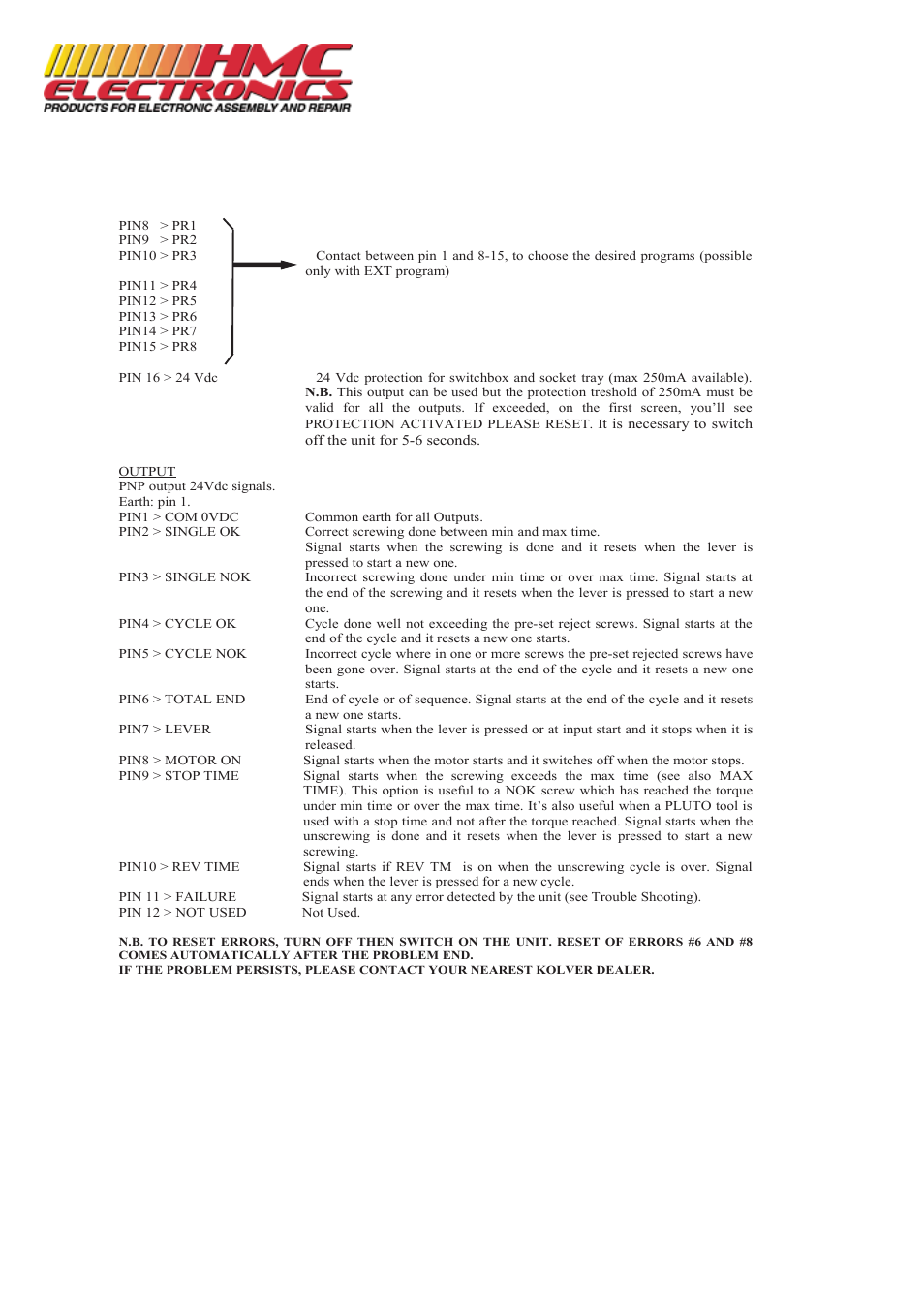 HMC Electronics EDU2AE Kolver Programmable Power Control Unit for PLUTO Electric Torque Screwdrivers User Manual | Page 9 / 10