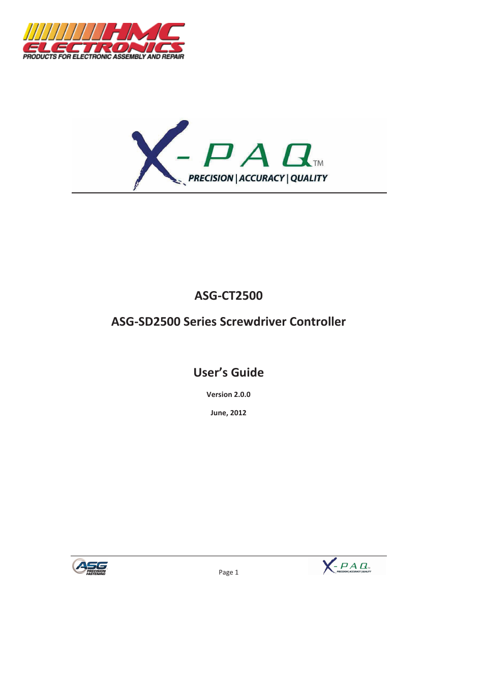HMC Electronics ASG-SD2500-10FX-SY X-PAQ Precision Fastening System User Manual | 40 pages