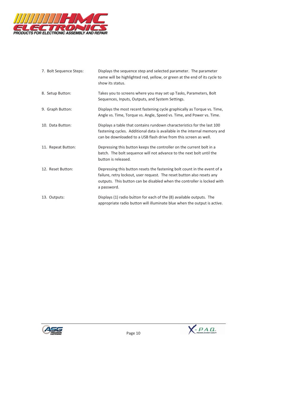 HMC Electronics ASG-SD2500-10FX-SY X-PAQ Precision Fastening System User Manual | Page 10 / 40