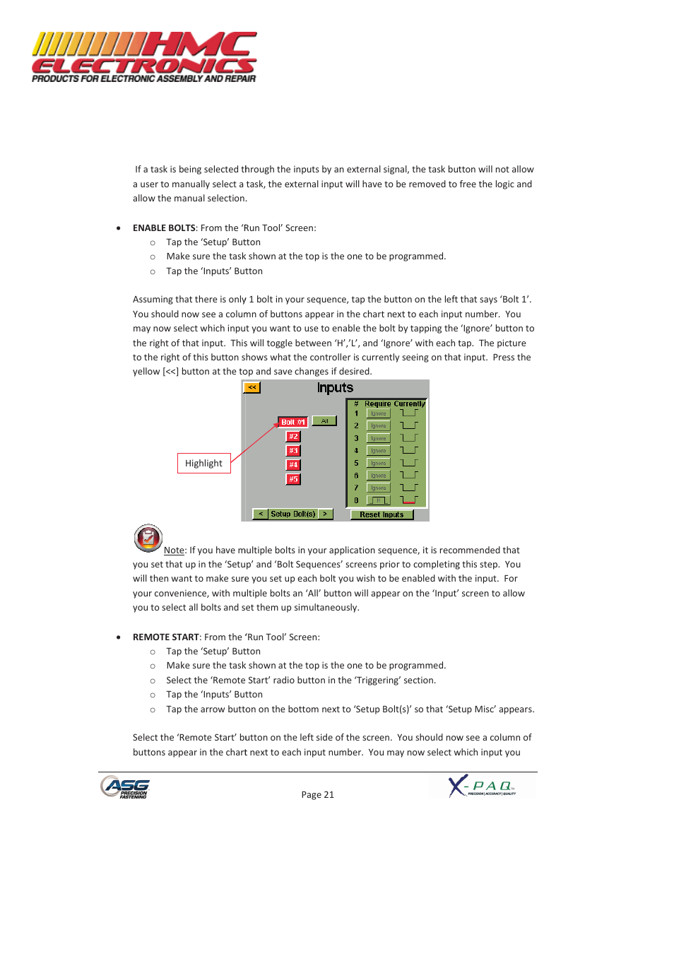 HMC Electronics ASG-SD2500-10FX-SY X-PAQ Precision Fastening System User Manual | Page 21 / 40