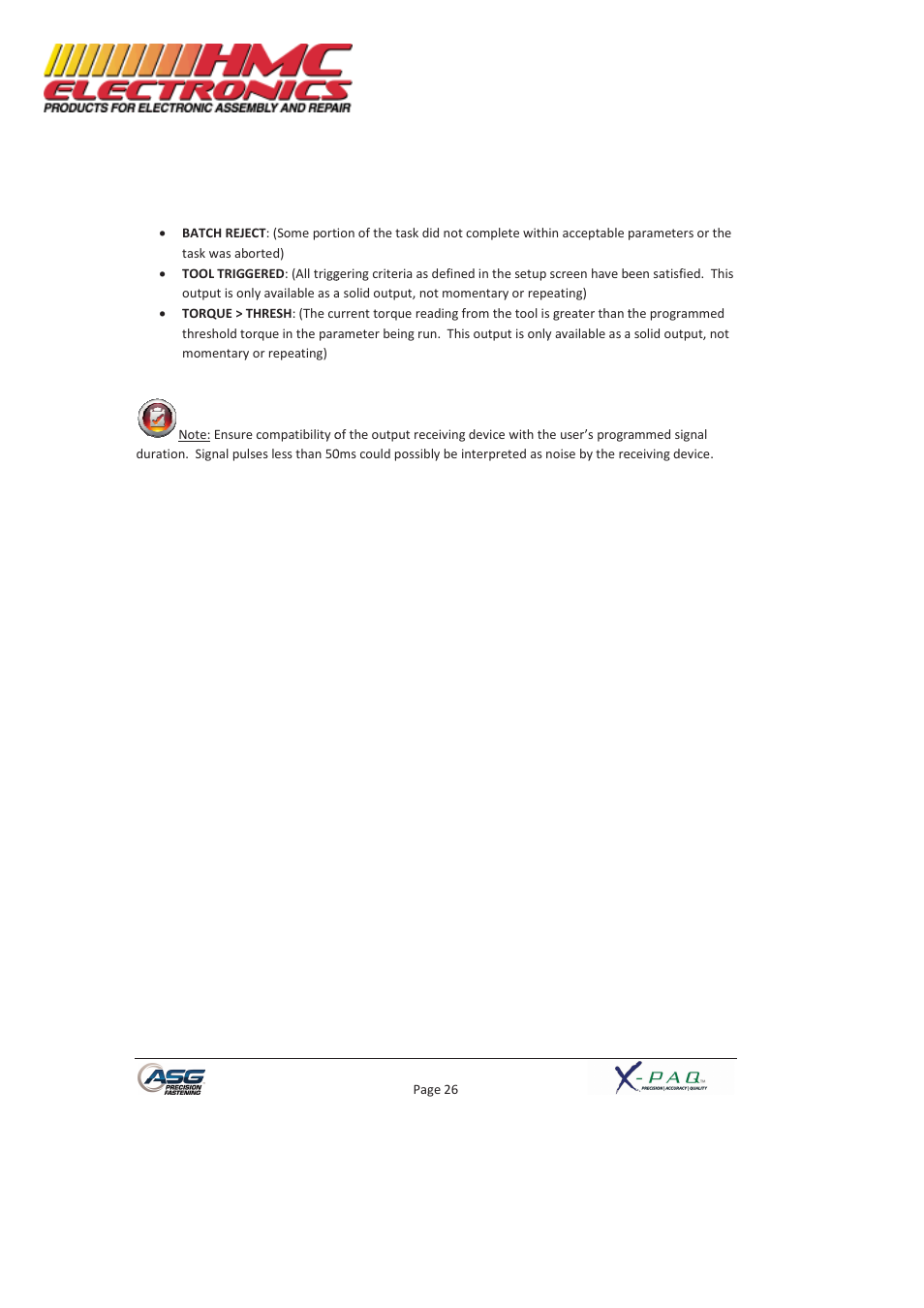 HMC Electronics ASG-SD2500-10FX-SY X-PAQ Precision Fastening System User Manual | Page 26 / 40