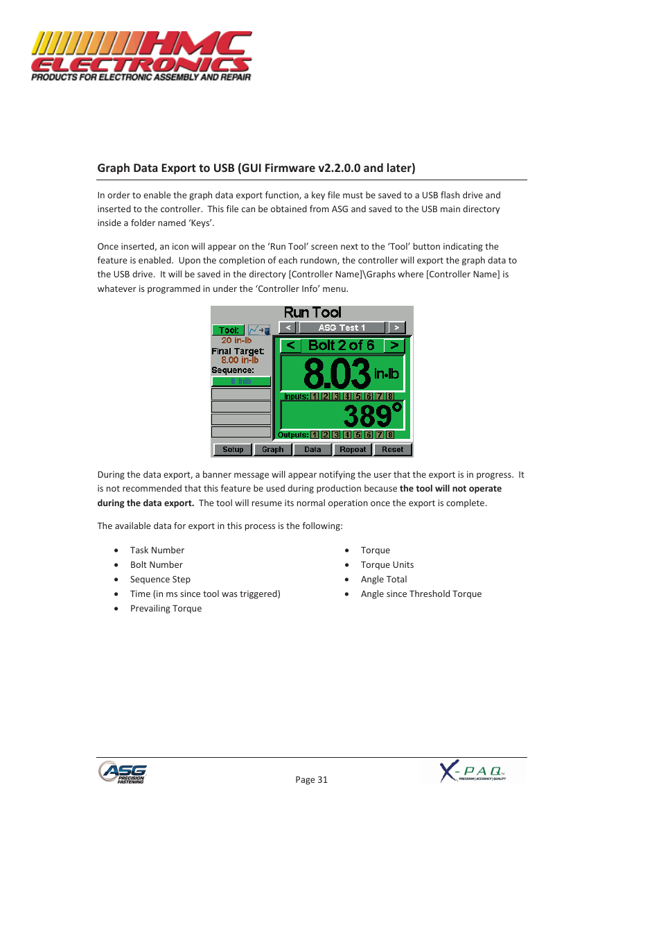 HMC Electronics ASG-SD2500-10FX-SY X-PAQ Precision Fastening System User Manual | Page 31 / 40