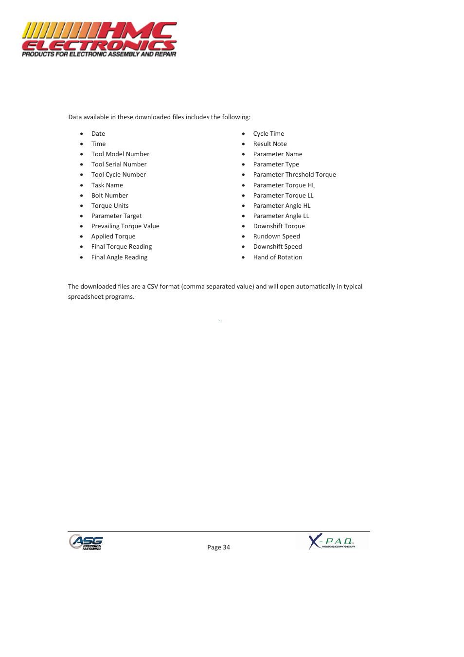 HMC Electronics ASG-SD2500-10FX-SY X-PAQ Precision Fastening System User Manual | Page 34 / 40