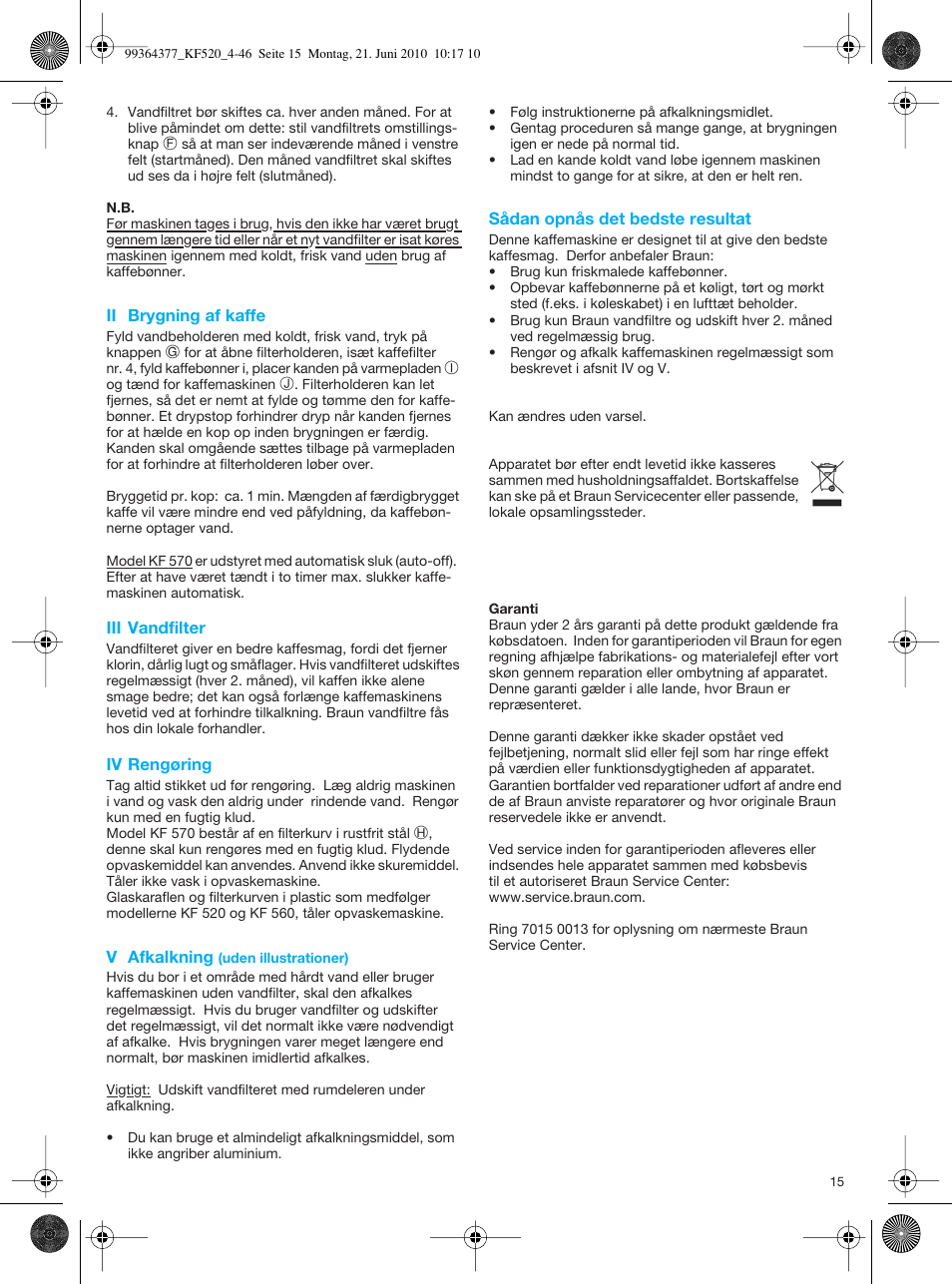 Braun KF 570 User Manual | Page 15 / 44