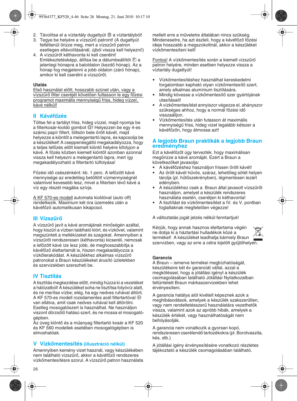 Braun KF 570 User Manual | Page 26 / 44