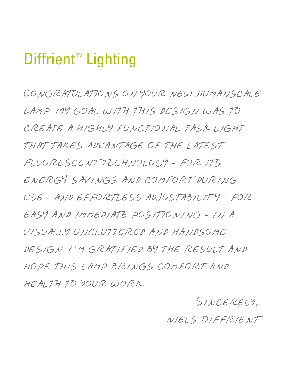 Diffrient, Lighting | Humanscale Diffrient Light Family User Manual | Page 3 / 8
