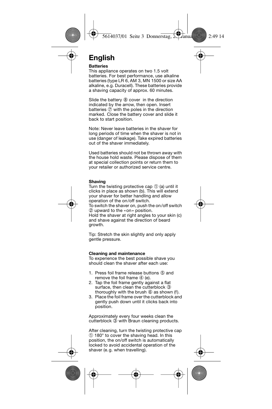 English | Braun 5614 User Manual | Page 4 / 13