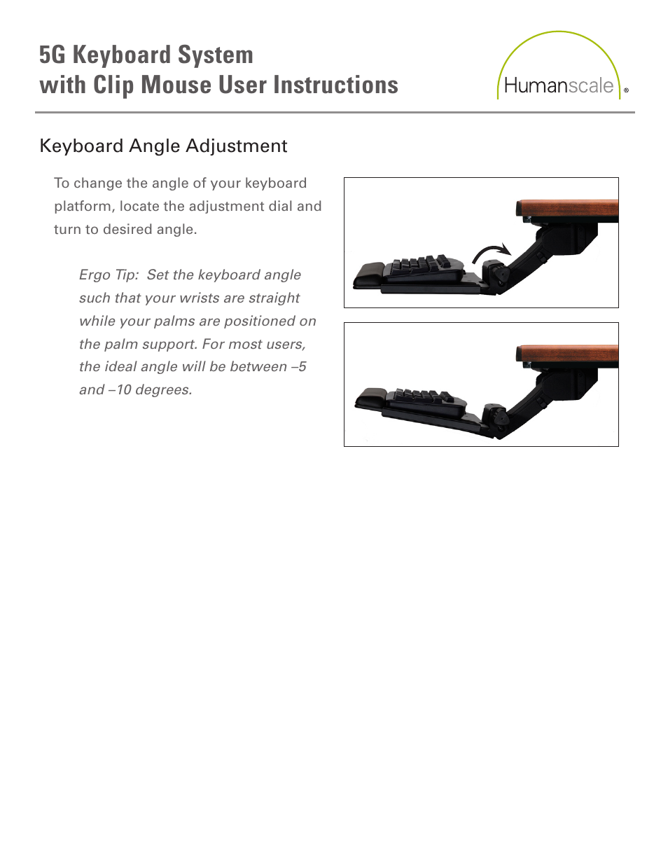 Humanscale 5G Keyboard System with Clip Mouse User Manual | Page 3 / 6