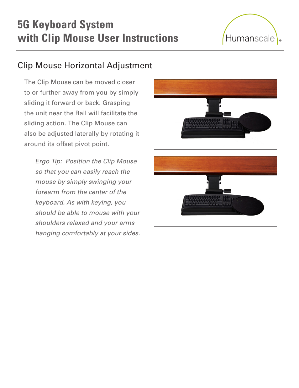 Humanscale 5G Keyboard System with Clip Mouse User Manual | Page 4 / 6