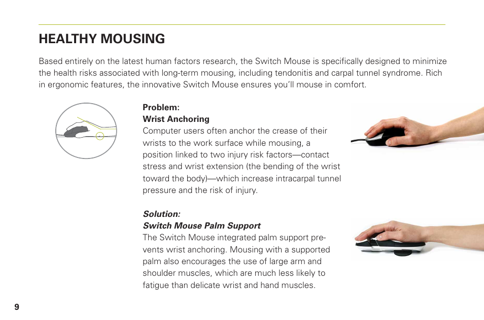 Healthy mousing | Humanscale Switch Mouse User Manual | Page 12 / 20