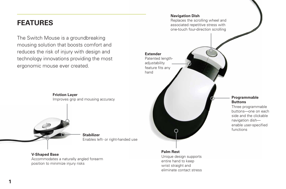 Features | Humanscale Switch Mouse User Manual | Page 4 / 20