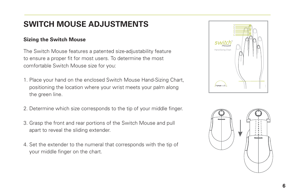 Switch mouse adjustments, Hssmc0808 | Humanscale Switch Mouse User Manual | Page 9 / 20