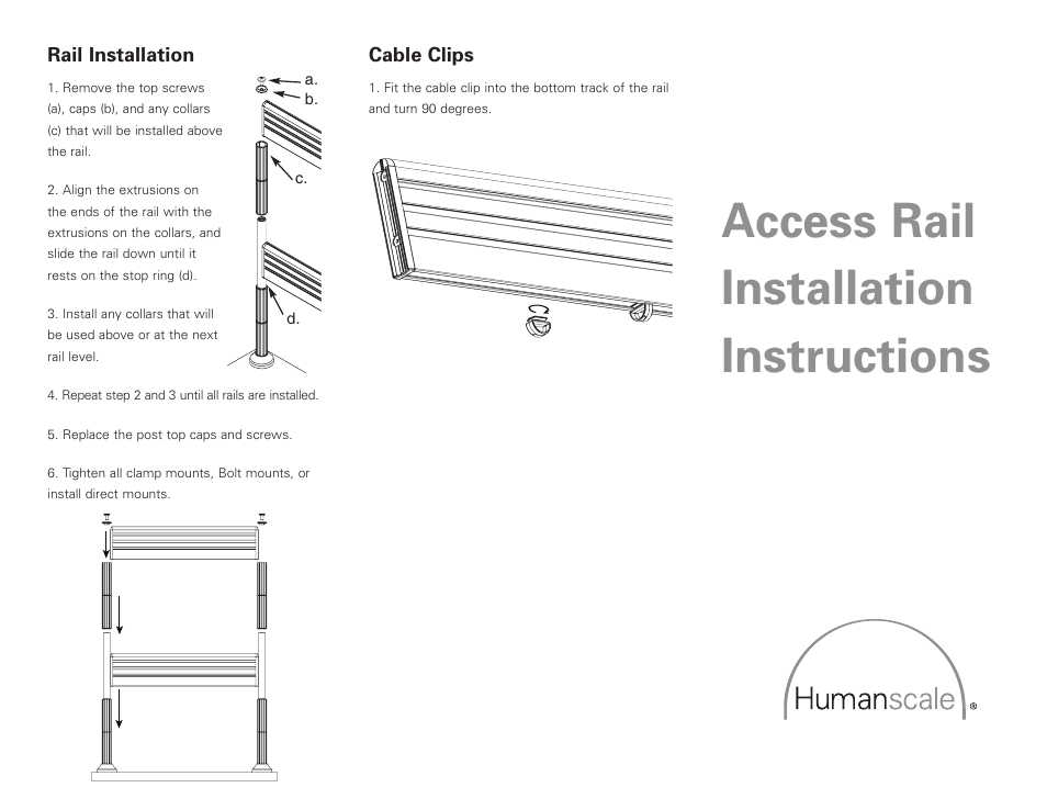 Humanscale Access Rail User Manual | 2 pages