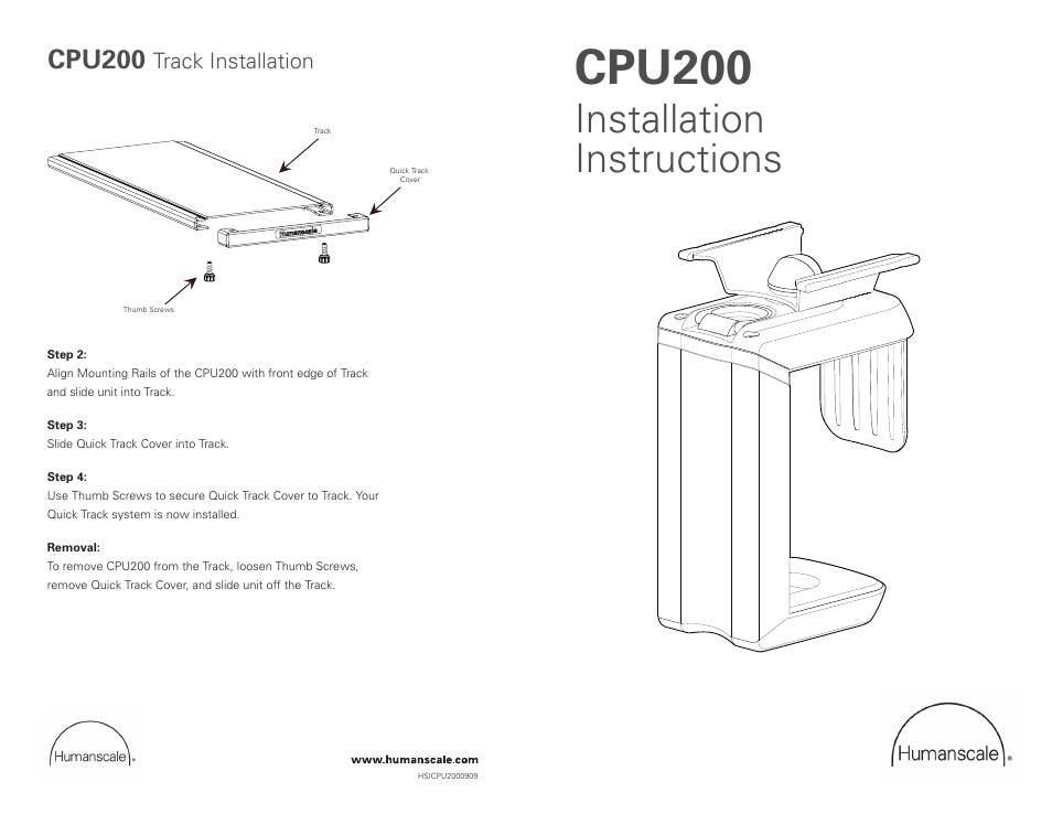 Humanscale CPU200 User Manual | 2 pages