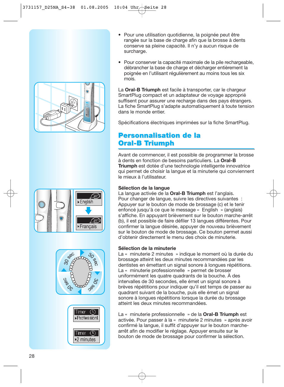 Personnalisation de la | Braun Triumph User Manual | Page 28 / 34