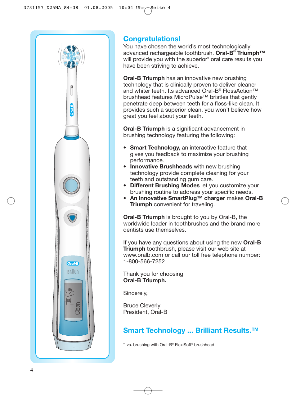 Smart technology ... brilliant results | Braun Triumph User Manual | Page 4 / 34
