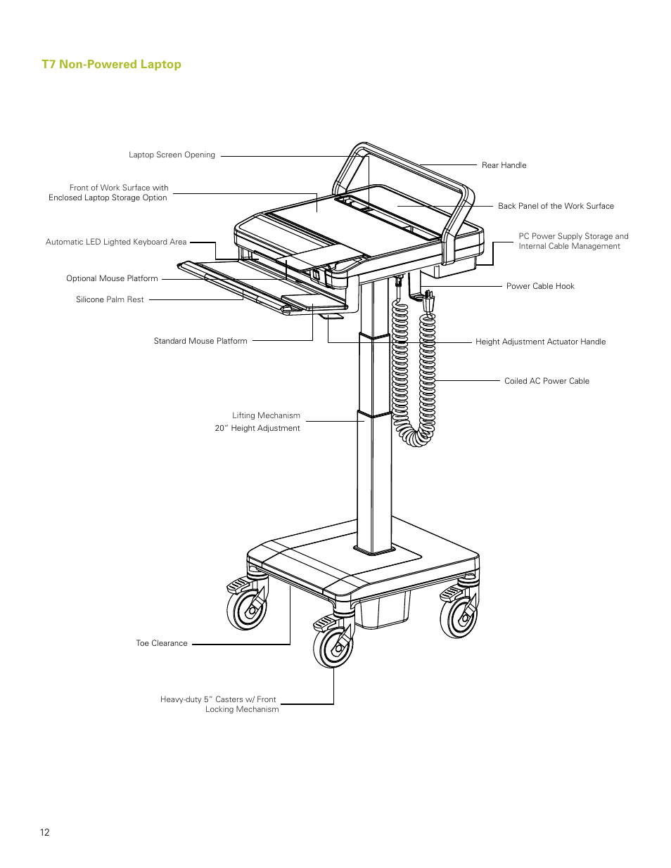 Laptop, T7 non-powered | Humanscale T7 User Manual | Page 13 / 52