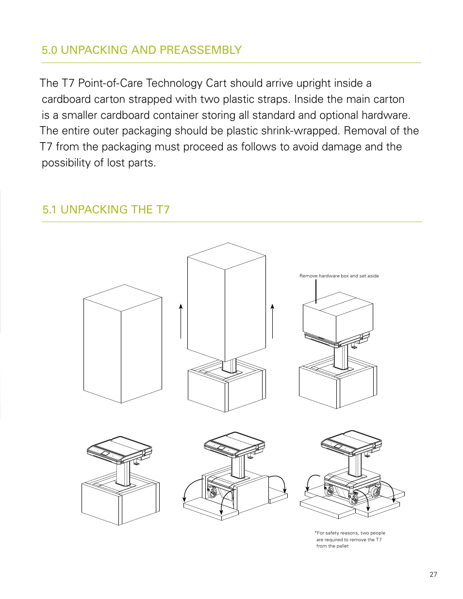 1 unpacking the t7 | Humanscale T7 User Manual | Page 28 / 52