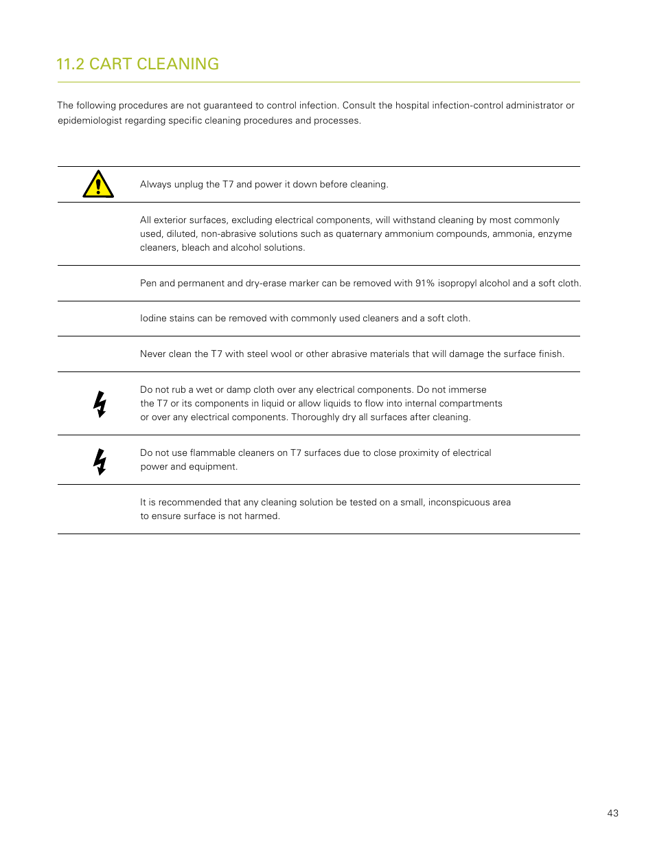 2 cart cleaning | Humanscale T7 User Manual | Page 44 / 52