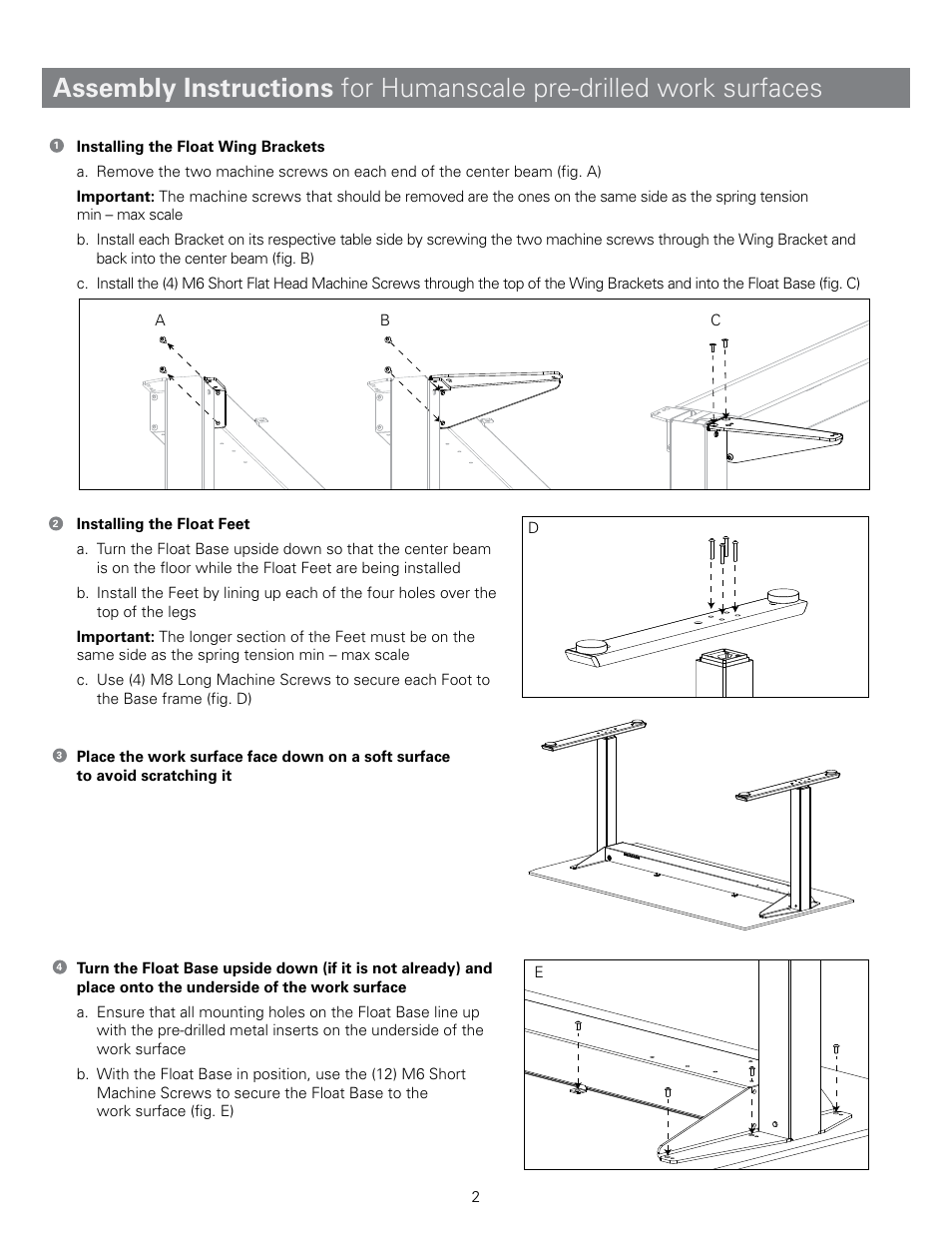 Humanscale Float Assembly User Manual | Page 2 / 8