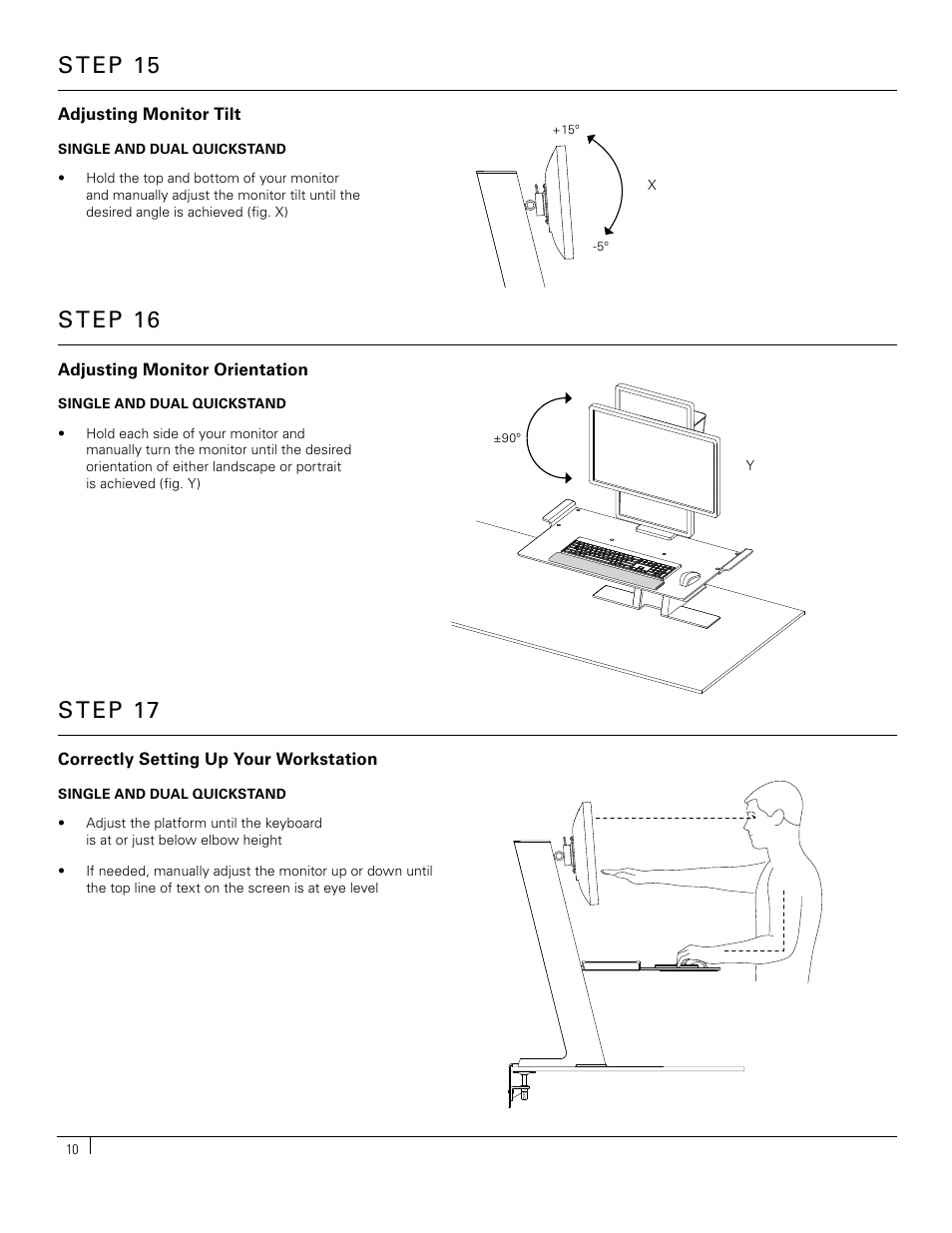 Step 15, Step 16, Step 17 | Humanscale QuickStand User Manual | Page 10 / 11